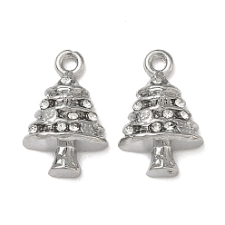 Рождественская елка Рождественские подвески из сплава с кристаллами и стразами, без свинца и без кадмия, платина, рождественская елка, 16.5x10.5x5 мм, отверстие : 1.5 мм