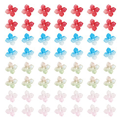 Mixed Color 100Pcs Baking Paint and Golden Metal Enlaced Glass Beads, Flower, Mixed Color, 10.5x8x3.5mm, Hole: 1.4mm