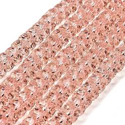 Светло-Коралловый Прозрачные стеклянные бусины, граненые, баррель, свет коралловый, 7.5x5 мм, отверстие : 1.6 мм, около 64 шт / нитка, 14.69'' (37.3 см)