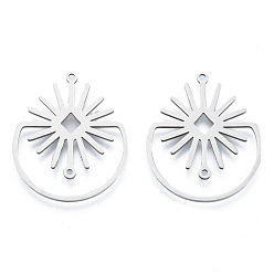 Нержавеющая Сталь Цвет Не тускнеющие 201 подвески из нержавеющей стали, цветочный шарм, цвет нержавеющей стали, 31.5x26x1 мм, отверстие : 1.5 мм
