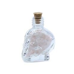 Розовый Кварц Украшения из натурального розового кварца, бутылка желаний в форме черепа с энергетическим камнем рейки, 35x44 мм