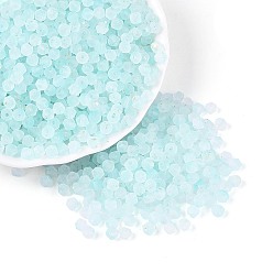 Бледно-бирюзовый Бусины из матового стекла, круглое отверстие, двухконусные, с золотой порошок, бледные бирюзовая, 4.5x3.5~4 мм, отверстие : 1.1 мм, Около 6428 шт / фунт