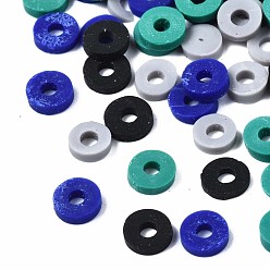 Couleur Mélangete Perles en fimo faits à la main, perles heishi, disque / plat rond, couleur mixte, 4x0.5~1.5mm, Trou: 1.5mm, environ66600 pcs / 1000 g
