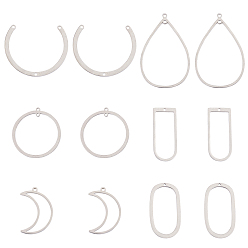 Stainless Steel Color 201 Stainless Steel Links, For Earring Making, Ring, Laser Cut, Stainless Steel Color, 31.5x30x1mm, Hole: 1.2mm, 12pcs/box