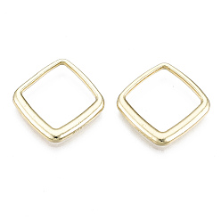 Light Gold Rack Plating Alloy Linking Rings, Cadmium Free & Lead Free, Rhombus, Light Gold, 19x19x2mm