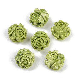 Зеленый Резные бусины из синтетического коралла, цветок, зелёные, 22x20x12.5 мм, отверстие : 1.2 мм