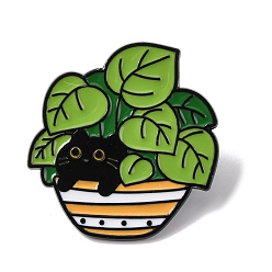 Зеленый Кот прячется в эмалевых булавках для бонсай, булавки для лацканов из сплава для одежды рюкзака, чёрные, зелёные, 30x29 мм