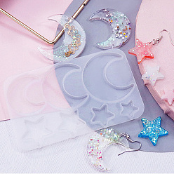 Луна Силиконовые формы для подвесок на тему астрономии в виде луны, формы для литья смолы, для уф-смолы, изготовление ювелирных изделий из эпоксидной смолы, 66x107x5 мм, отверстие : 1.5 мм, внутренний диаметр: 16~42x15~19 мм