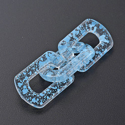 Light Sky Blue Transparent Acrylic Linking Rings, Quick Link Connectors, for Cable Chains Making, Twist Oval, Light Sky Blue, 30.5x20.5x4mm, Inner Diameter: 8x18mm
