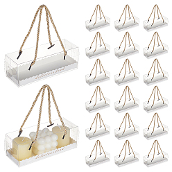 Белый Прямоугольные складные коробки для хранения из бумаги и пластика с ручкой из полиэстеровой веревки., белые, 185x65x65 мм