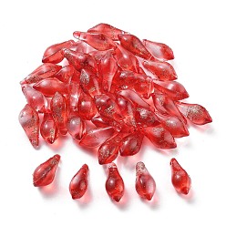 Красный Бусины ручной работы бусины золотого песка, слеза, красные, 19x8 мм, отверстие : 1 мм