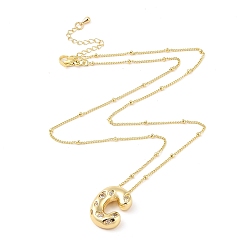 Letter C Ожерелья с подвесками из латуни с прозрачным кубическим цирконием и микропаве, буква С, 17.72 дюйм (45 см), Письмо с: 21x15 мм