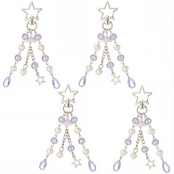 Лиловый 4шт. подвесные украшения в виде медуз из акрила и АБС-пластика, Звездные сплавные застежки-шармы для украшений сумок, сирень, 106 мм