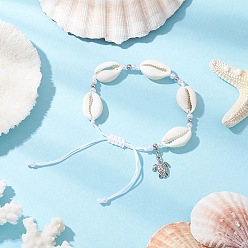 Белый Браслеты с подвесками в виде черепахи из сплава, Браслеты из искусственного жемчуга и натуральных ракушек каури для женщин, белые, 2~3-3/8 дюйм (5.05~8.5 см)