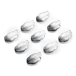 Серый Краски для выпечки стеклянные бусины, Топ пробуренной, лист, серые, 28x17x4 мм, отверстие : 1 мм