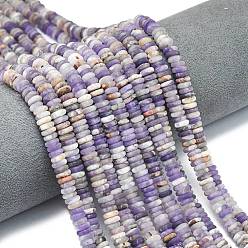 Аметист Натуральные аметистовые бусы, рондель, 6x2 мм, отверстие : 1 мм, около 150~160 шт / нитка, 14.57~14.96'' (37~38 см)