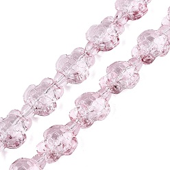 Flamingo Transparent Glass Beads Strands, Turtle, Dyed & Hearted, Flamingo, 17.5~18.5x13.5~14x8~8.5mm, Hole: 1~1.2mm, about 40~45pcs/strand, 26.77~30.12 inch(68~76.5cm)