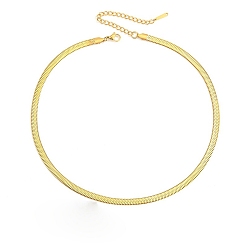 Golden Stainless Steel Snake Bone Chain Necklaces,, Golden, 16.54 inch(42cm)