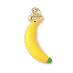 Банан Подвески из сплава и эмали с фруктовой тематикой, золотые, банан, 22.5x12.5x4.5 мм, отверстие : 1.4 мм