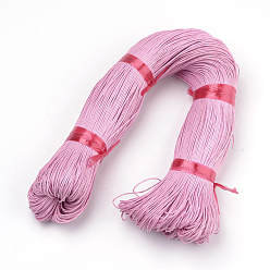 Hot Pink Waxed Cotton Cord, Hot Pink, 1mm, about 360yard/bundle(330m/bundle)