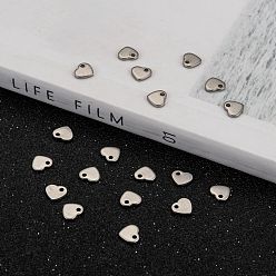 Stainless Steel Color Handmade Gifts Ideas for Valentines Day 304 Stainless Steel Stamping Blank Tag Pendants, Heart, 6x5x0.9mm, Hole: 1mm