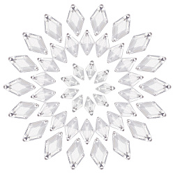 Прозрачный 300шт 3 стили акриловые пришитые стразы, 2 звенья с отверстиями, аксессуары для костюма, ромб, прозрачные, 15~24x8.5~14x3.5~4.5 мм, отверстие : 1~1.2 мм, 100 шт / стиль