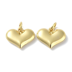 Настоящее золото 18K Латунные подвески, долговечный, с целью перехода в кольце, сердце, реальный 18 k позолоченный, 11x14.5x3 мм, Перейти кольцо: 5x1 мм, внутренний диаметр: 3 мм