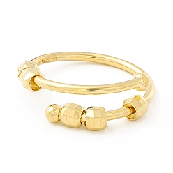 Золотой Открытая манжета с вращающимся бисером из латуни, ювелирные изделия для снятия стресса для мужчин и женщин, золотые, размер США 9 (18.9 мм)