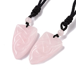 Розовый Кварц Ожерелье с подвеской в виде матросского узла из натурального розового кварца и нейлоновым шнуром для женщин, 36.22 дюйм (92 см)