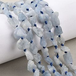 Аквамарин Необработанные грубые нити натурального аквамарина, самородки, 6~18x6~14x4~10 мм, отверстие : 1 мм, около 28~39 шт / нитка, 16.73'' (42.5 см) ~ 16.93'' (43 см)