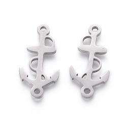 Stainless Steel Color Non-Tarnish 201 Stainless Steel Links, Manual Polishing, Anchor, Stainless Steel Color, 22x11x1.5mm, Hole: 1.6mm