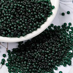 (RR156F) Matte Transparent Dark Emerald Миюки круглые бусины рокайль, японский бисер, 8/0, (rr 156 f) матовый прозрачный темный изумруд, 8/0, 3 мм, отверстие : 1 мм, Около 422~455 шт / 10 г