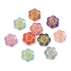 (52) Непрозрачная лаванда Бусины лэмпворк , золотой металл обвитыми, цветка сливы, разноцветные, 12x13x5 мм, отверстие : 1 мм