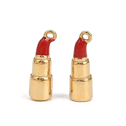 Золотой 304 подвески из нержавеющей стали, подвески в форме губной помады, с эмалью, золотые, 12x4 мм, отверстие : 0.8 мм