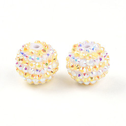Шампанско-Желтый Полосатый узор смола ab стразы круглые бусины, шарики из жевательной резинки для самодельных ручек, изготовление ювелирных изделий, шампанское желтый, 19.5~20 мм, отверстие : 2.5~3 мм
