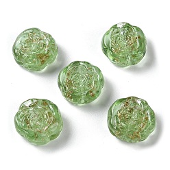 Средний Морско-зеленый Бусины в технике лэмпворк с золотым песком ручной работы, роза, средний морской зеленый, 15~16x16.5~17x7.5~8 мм, отверстие : 1.6 мм, около 30 шт / нитка, 18.11'' (46 см)