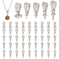 Нержавеющая Сталь Цвет 50 шт. 5 стиль 201 винтовая чашка из нержавеющей стали, жемчужные колышки, подвески-булавки, с кнопкой на поруки, за половину пробурено бисера, цвет нержавеющей стали, 13~16 мм, 10 шт / стиль