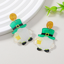 Белый Рождественские акриловые серьги-гвоздики в виде Санта-Клауса, белые