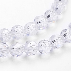 Clear Transparent Glass Bead Strands, Imitate Austrian Crystal, Faceted(32 Facets), Round, Clear, 6mm, Hole: 1mm, about 96~98pcs/strand, 20~21 inch