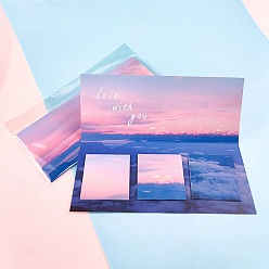 Pink Квадрат с блокнотом для заметок с рисунком пейзажа, наклейки с наклейками, для офисного школьного чтения, розовые, 60x60 мм, 20 листы / стиль, 3 стили, 60 листы/книга