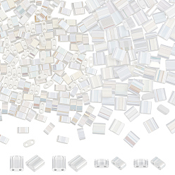 Прозрачный АВ 300 шт 2 стили 2-отверстие запекаемая краска стеклянные бусины, прямоугольные, ясно AB, 4.5~5.5x2x2~2.5 мм, отверстие : 0.5~0.8 мм