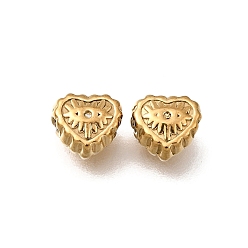 Настоящее золото 18K День святого Валентина 304 разделительные бусины из нержавеющей стали, текстурированное сердце, ионное покрытие (ip), реальный 18 k позолоченный, 5.5x6x3.5 мм, отверстие : 1.2 мм