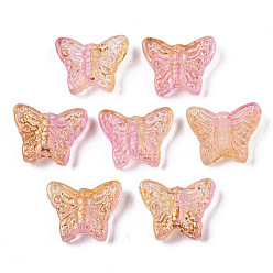 Темный Лосось Прозрачные брызги, окрашенные распылением, с золотой фольгой, бабочка, темный лосось, 12.5x15.5x5 мм, отверстие : 0.5~1 мм