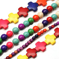 Mixed Color Synthetic Turquoise Beads Strands, Dyed, Mixed Shapes, Mixed Color, 11~5x5~15x4~5mm, Hole: 1mm, 18.11 inch