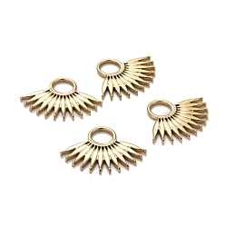 Настоящее золото 24K Ионное покрытие (ip) 304 подвески из нержавеющей стали, ручная полировка, веерообразный, реальный 24 k позолоченный, 20.5x27.5x2 мм, отверстие : 7 мм
