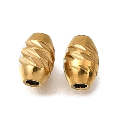 Настоящее золото 18K 304 из нержавеющей стали бусы, ионное покрытие (ip), овальные, реальный 18 k позолоченный, 7x5 мм, отверстие : 1.8 мм