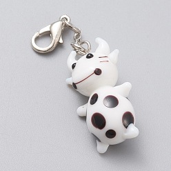Овца Подвесные украшения лэмпворк ручной работы, с латунной застежкой омар коготь, Китайские знаки, платина, овца, 51 мм, кулон: 26.5x15x11 мм