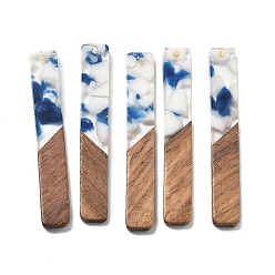 Белый Подвески из смолы и ореха, прямоугольные, белые, 51.5x7.5x2.5 мм, отверстие : 1.8 мм