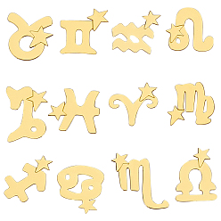Golden Brass Cabochons, Epoxy Resin Material Filling, for Resin Jewelry Making, Constellation with Star, Golden, 60pcs/box