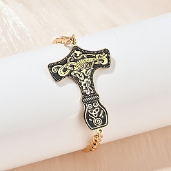 Золотой 304 из нержавеющей стали эмаль ссылка браслеты, браслеты-цепочки для мужчин, форма молотка, золотые, 7-1/8 дюйм (18.2 см)